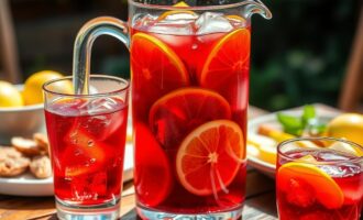 Идеальный летний коктейль с фруктами, вином и бренди