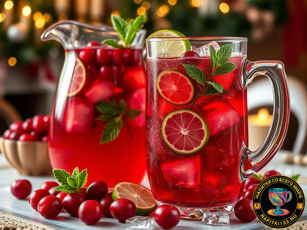 Jingle juice holiday punch с клюквой, лаймом и мятой