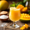 Манговый коктейль с саго и кокосовым молоком для освежающего десерта