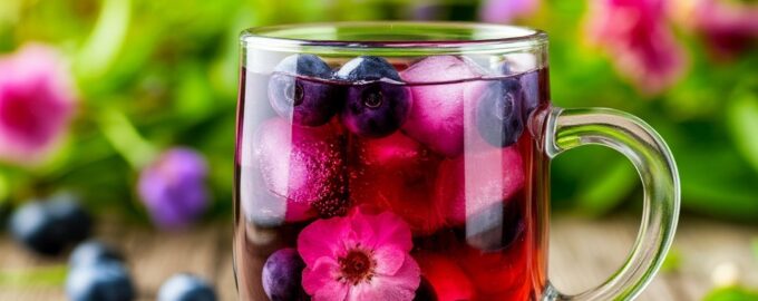 Чай с черникой и льдом