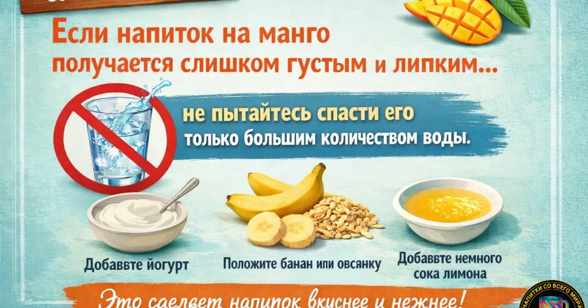 Напиток на манго получается слишком густым