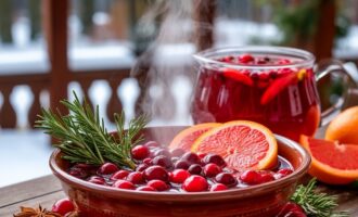 Клюквенный глинтвейн с розмарином